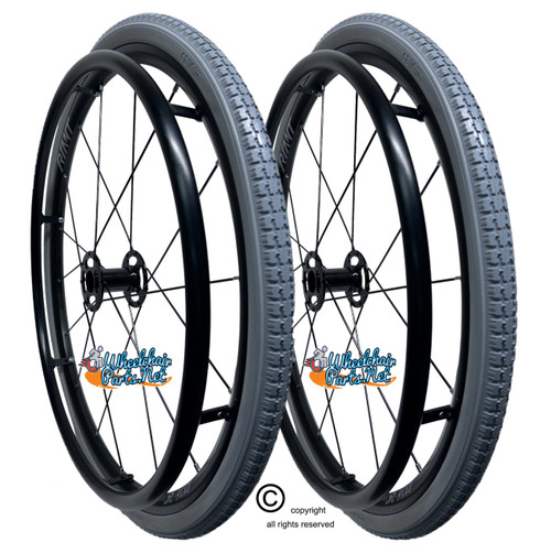 24" x 1 3/8" (540) 16 Spoke Wheel With AIR PNEUMATIC Tires - Set of 2